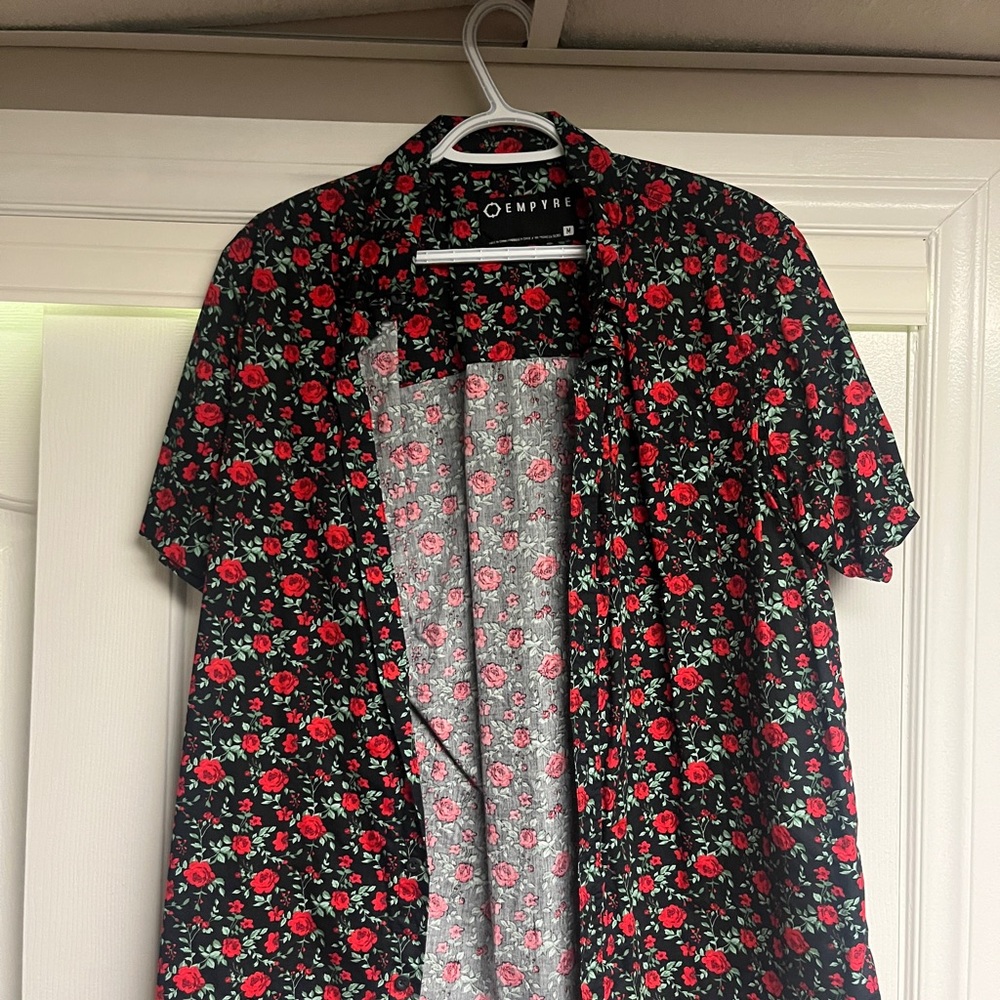 Empyre Black and Red Floral Button Down Shirt